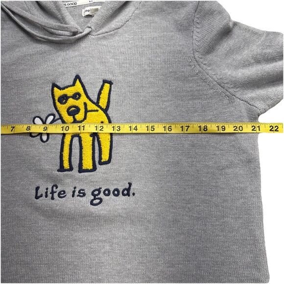 Life Is Good Rocket Dog Flower Hoodie Gray Soft Knit Pullover Women's Medium - Picture 5 of 9
